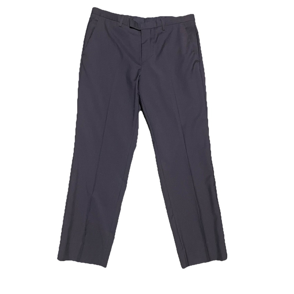 Hugo Boss James3 Sharp5 100% Wool Dress Pants Bark Dark Grey Pinstripes Formal